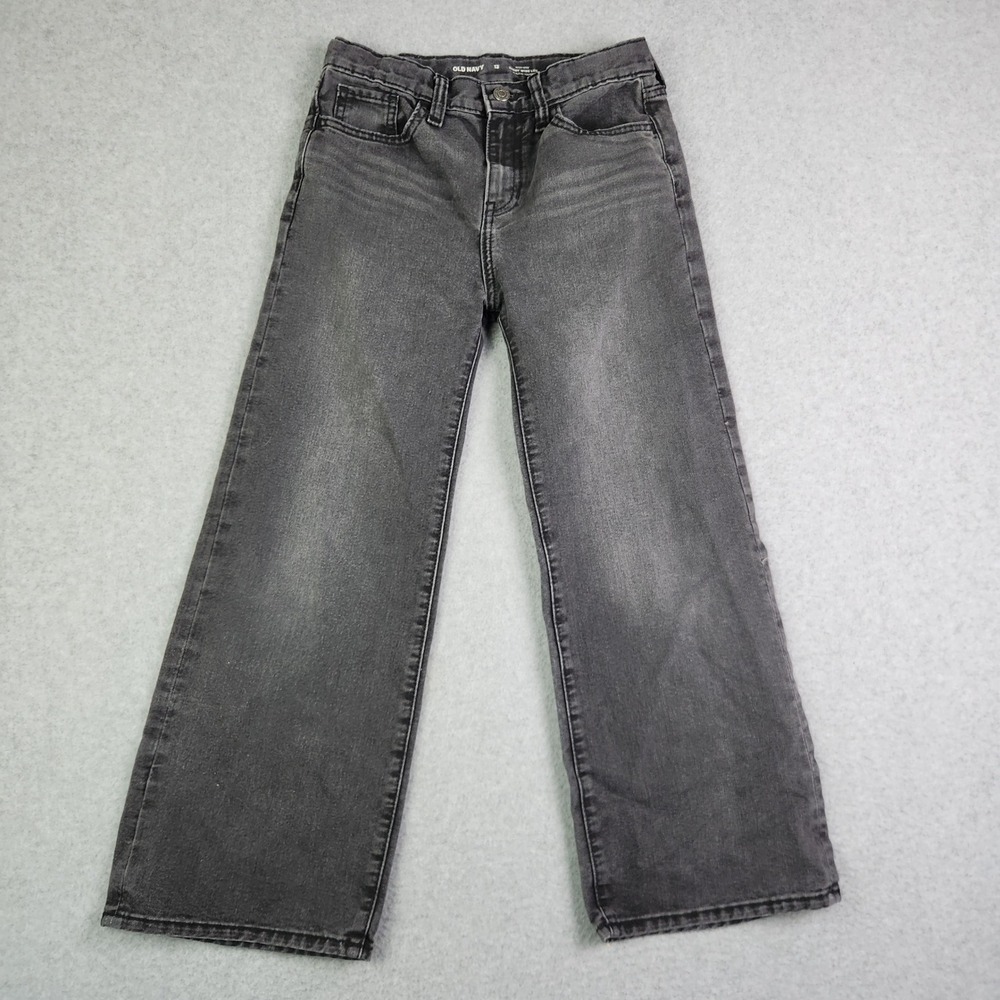 Old Navy Baggy Jeans Girls 12 Black Rinse High Rise Built-In Tough Boho Wide Leg